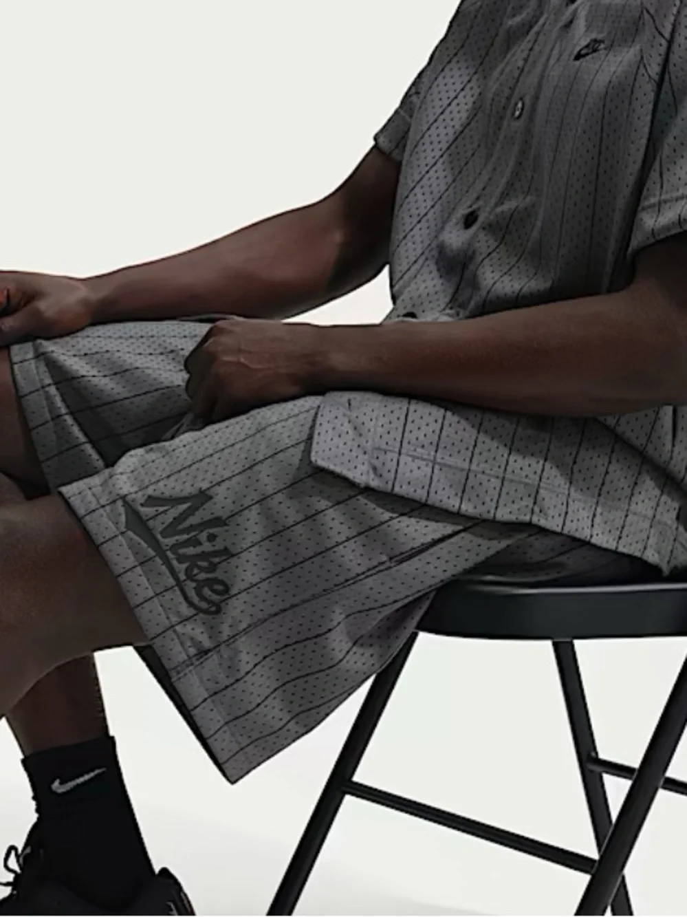 Nike Men's Gray Pinstripe Mesh Athletic Shorts